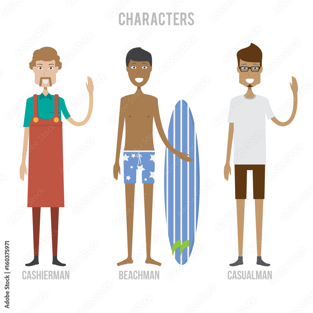 Character Set include casualman, cashierman and beachman