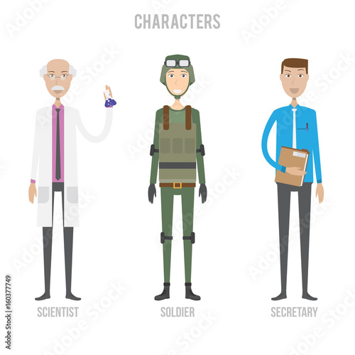 Character Set include scientist, soldier and secretary