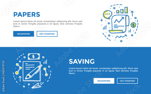 Doodle web banners vector illustration of business.