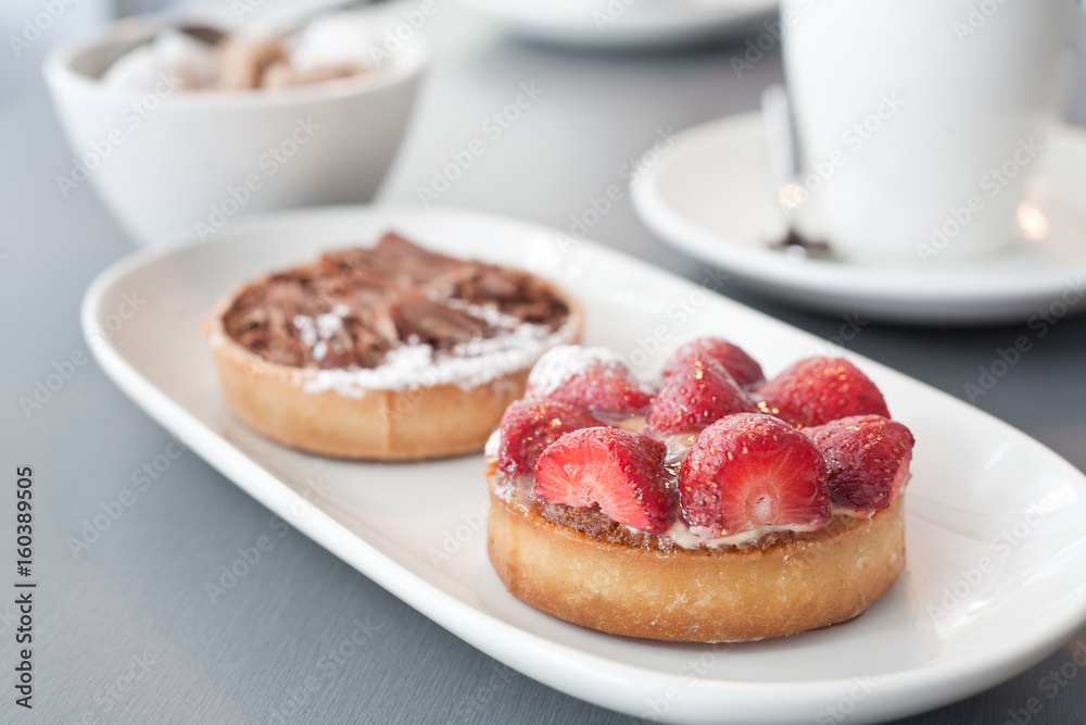 Strawberry Flan and chocolate flan