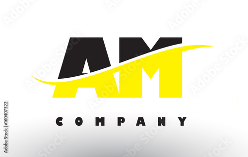 AM A M Black and Yellow Letter Logo with Swoosh.