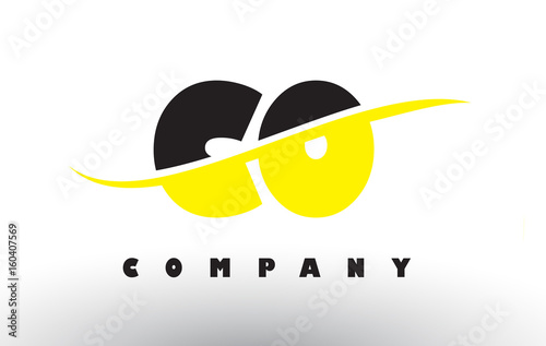CO C O Black and Yellow Letter Logo with Swoosh.
