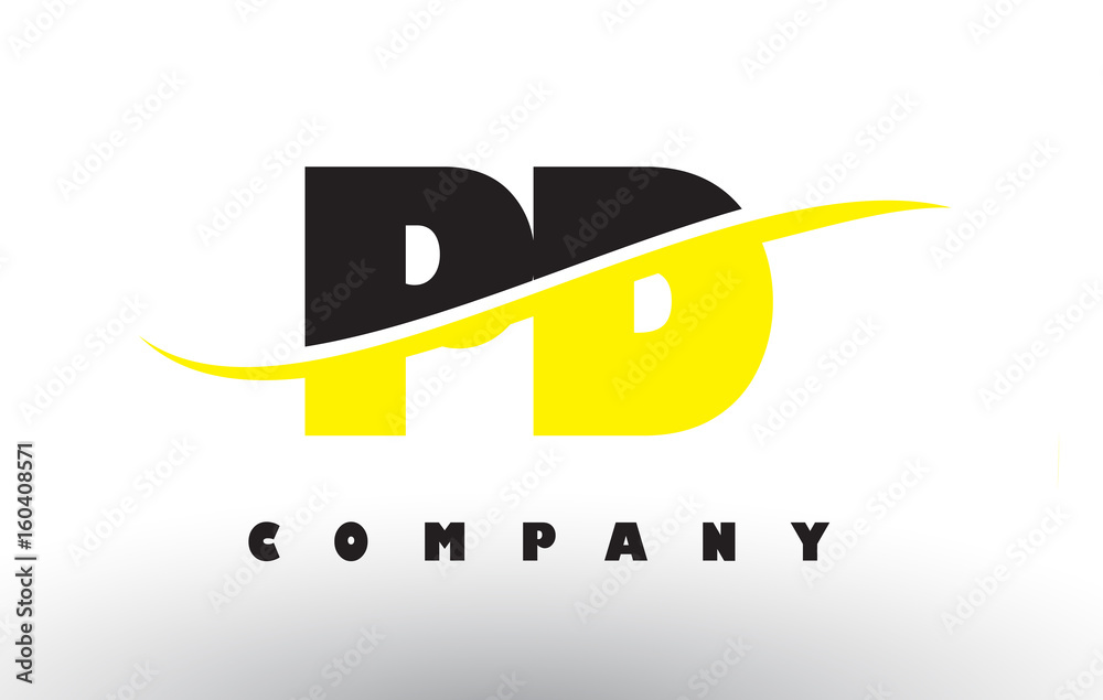 PD P D Black and Yellow Letter Logo with Swoosh. PD P D Black and Yellow Letter Logo with Swoosh.