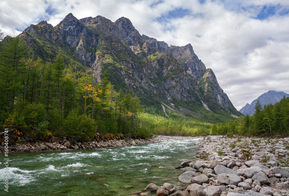 River Middle Sakukan in Kodar Mountains in Siberia, Transbaikalia