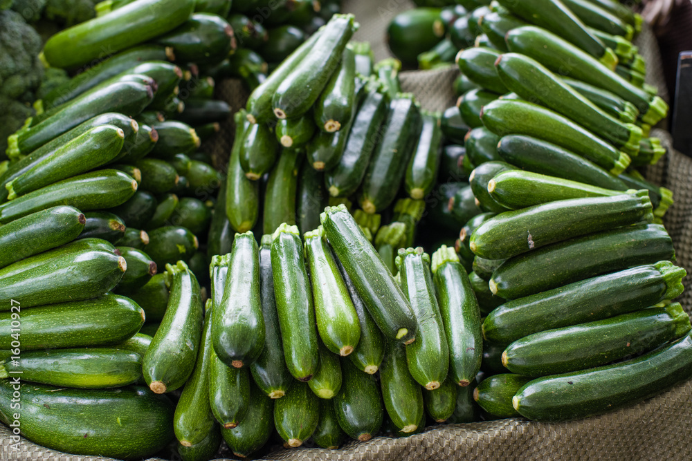 Fresh zucchini squash at the market Fresh zucchini squash at the market