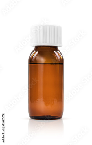 blank packaging brown glass bottle for liquid syrup medicine isolated on white background