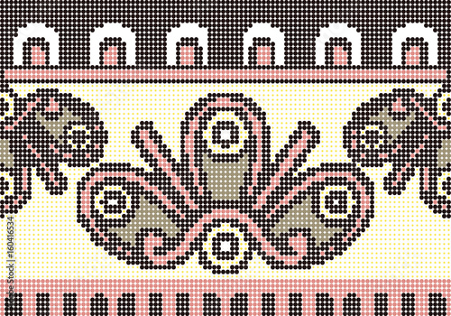 Halftone colorful seamless retro pattern primitive aboriginal round curve spiral