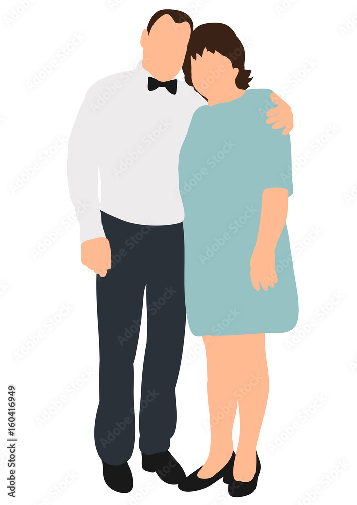 Flat style man hugging woman