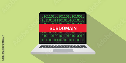 subdomain concept sign illustration with laptop and text on the screen