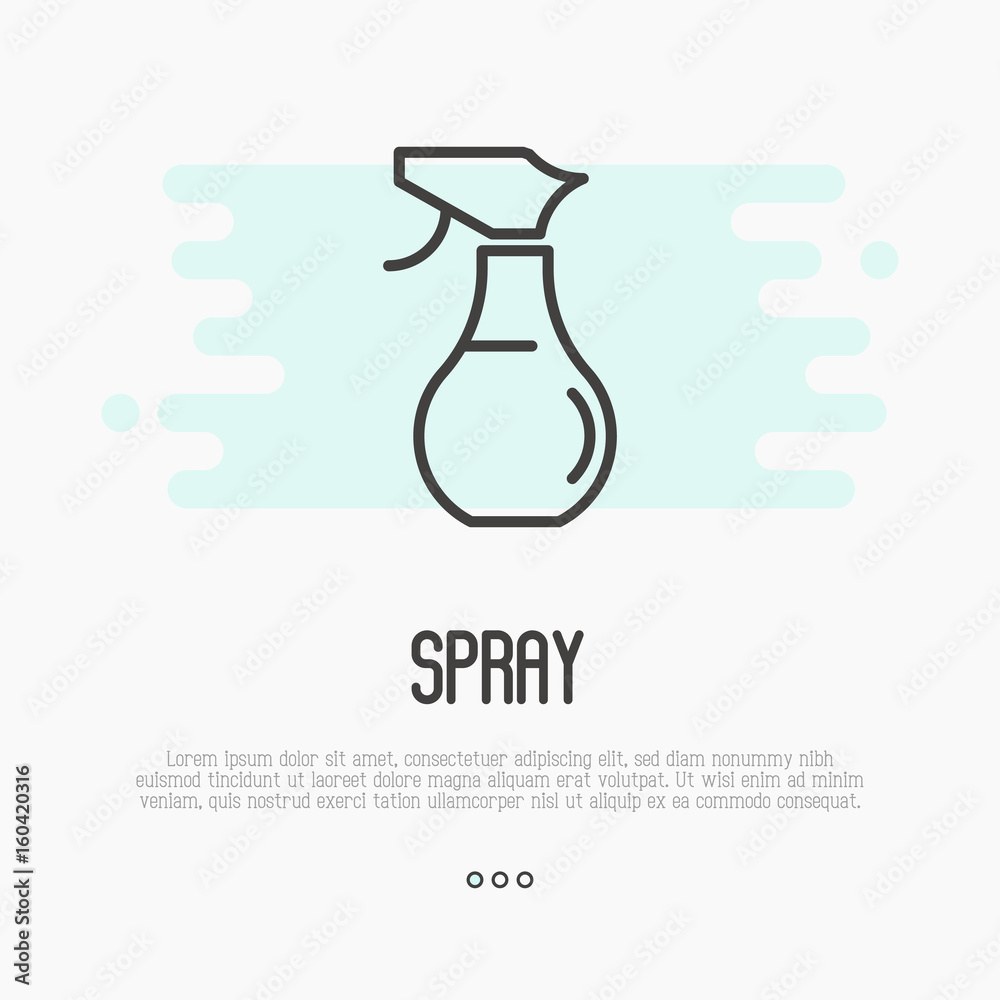 Thin line icon of hand sprayer bottle for hair, housework or cleaning. Simple minimalistic vector illustration. Thin line icon of hand sprayer bottle for hair, housework or cleaning. Simple minimalistic vector illustration.