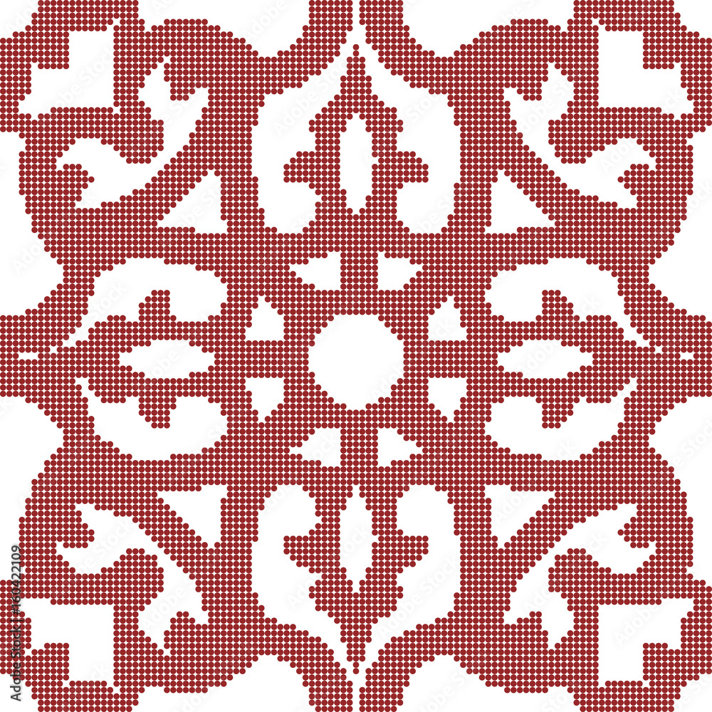 Halftone colorful seamless retro pattern red flower kaleidoscope frame Halftone colorful seamless retro pattern red flower kaleidoscope frame