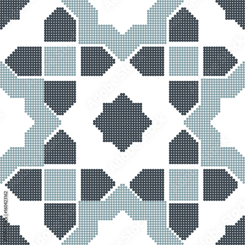 Halftone colorful seamless retro pattern Islam star geometry cross