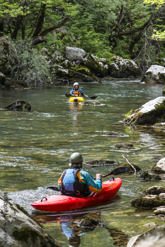 Canoeing in Vikos Gorge river