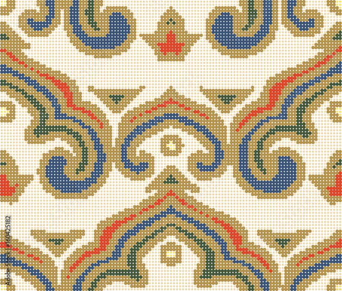 Halftone colorful seamless retro pattern Chinese curve spiral cross royal frame