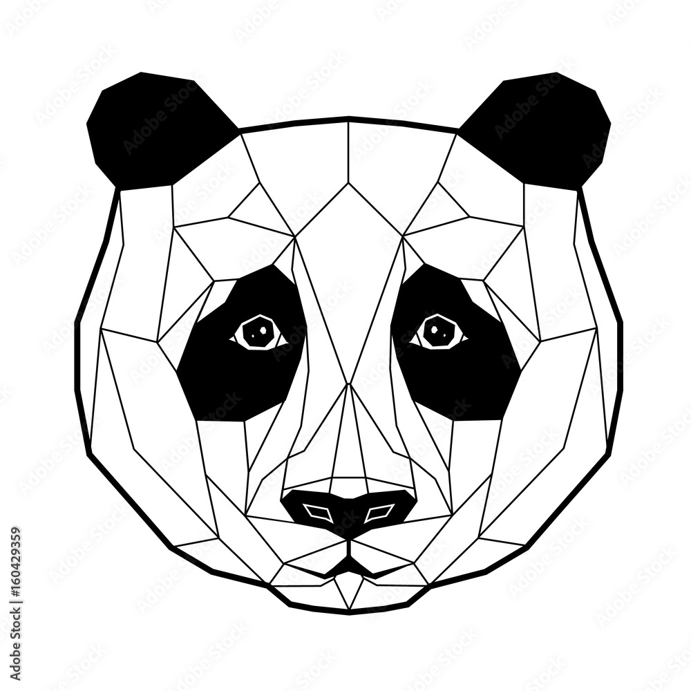 Naklejka premium Panda stylized triangle polygonal model