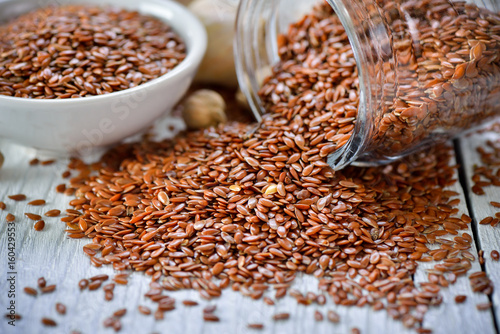 Flax seeds on table photo