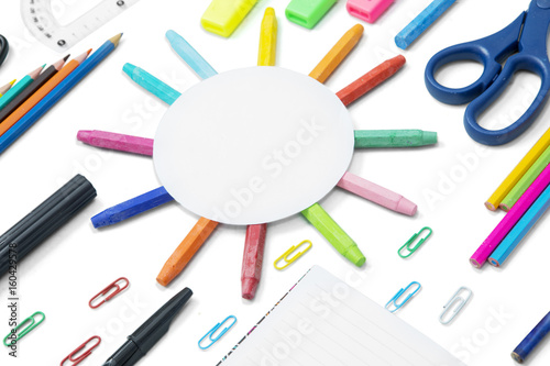 Blank paper and multicolored stationery