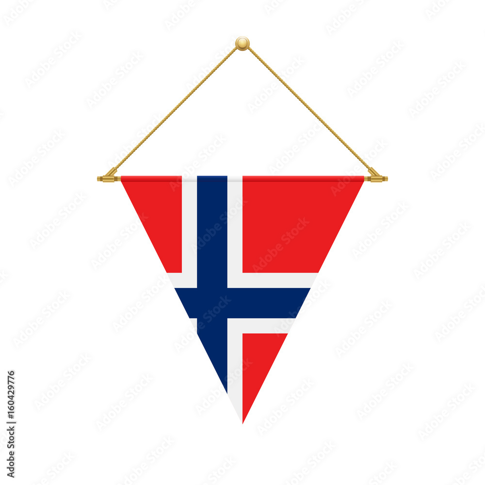 Fototapeta premium Norwegian triangle flag hanging, vector illustration