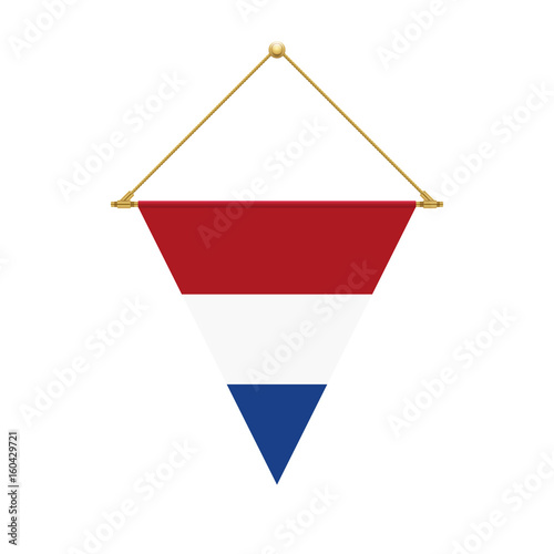 Dutch triangle flag hanging, vector illustration