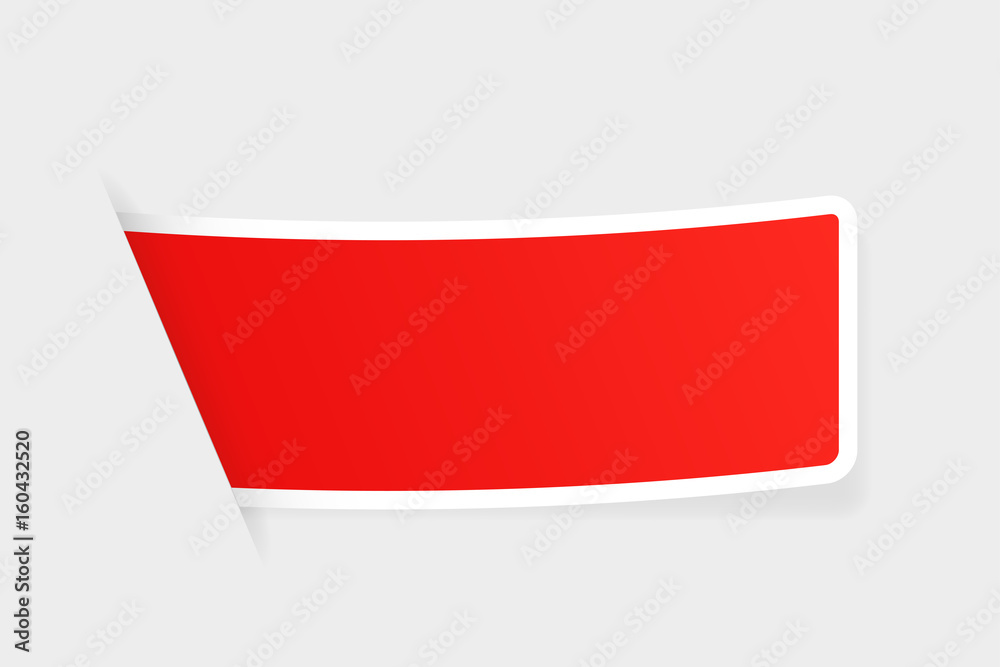 Red sticker with white border on gray background Red sticker with white border on gray background