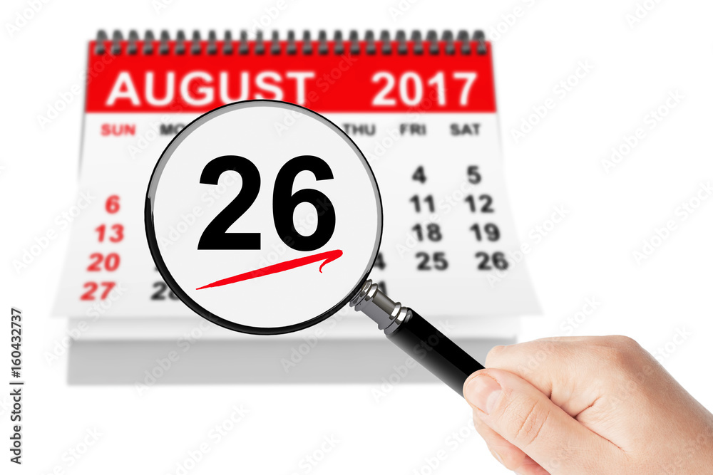 Women's Equality Day Concept. 26 August 2017 calendar with magnifier Women's Equality Day Concept. 26 August 2017 calendar with magnifier