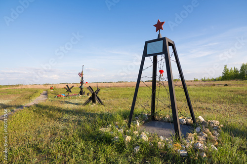 Volgograd. Russia - May 7 2017.Kompozitsiya of metal at the site of the concentration camp at the War Memorial Soviet cemetery died in the Battle of Stalingrad in the village Rossoshka 
