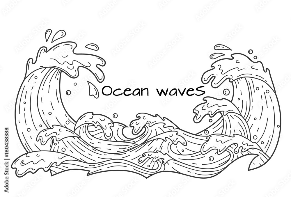 Ocean waves, outline vector illustration Stock Vector | Adobe Stock