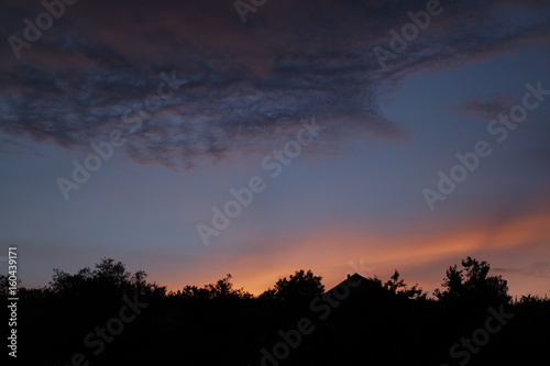 Country side silhouette view  after sunset.