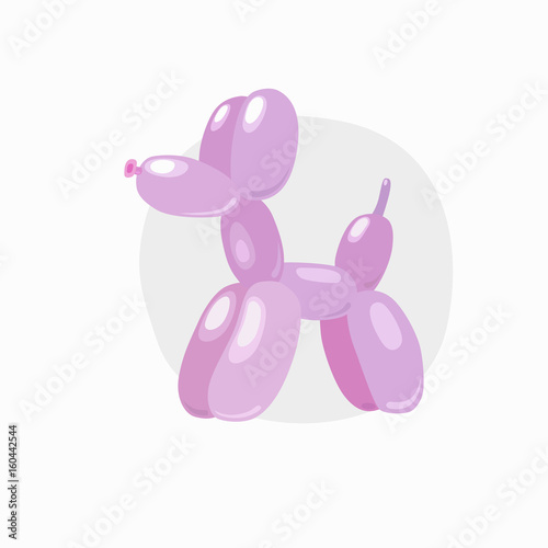 Classic balloon dog. Vector illustration of cute cartoon bubble animal in softness pink color isolated on white background. Design element for logo, card, t-shirt print, invitation, accessories