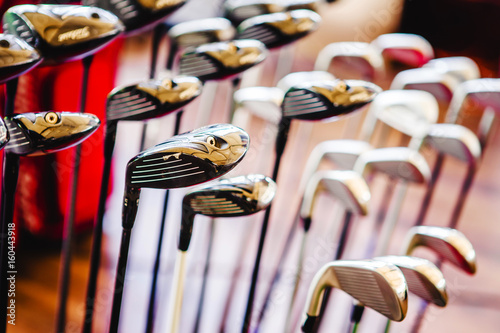 A shiny metal golf clubs for sale