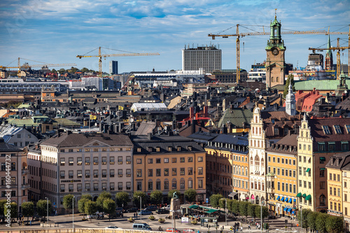 STOCKHOLM, SWEDEN - SEPTEMBER, 16, 2016: Skyline of old town, towers and buildings