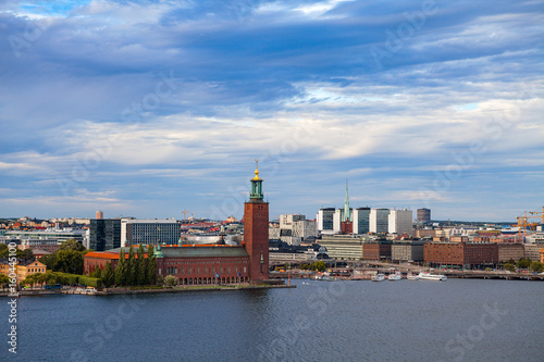Skyline of central part of city with Town hall. Stockholm, Sweden