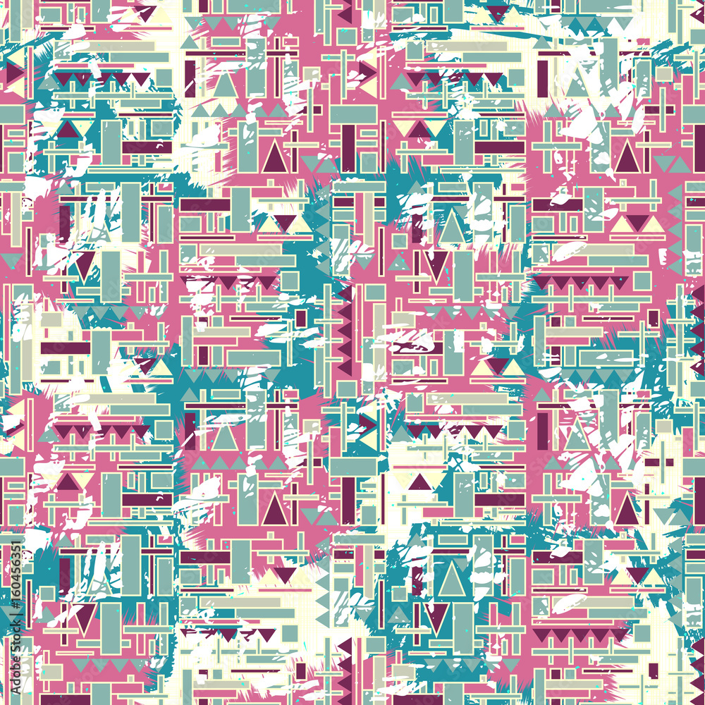 Obraz premium Decorative grunge geometric pattern. Vector