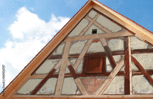 restoration of a timber-framed gable