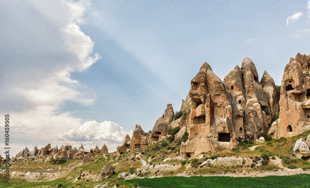 Rocky landscape from Cappadocia in Anatolia region, Turkey.