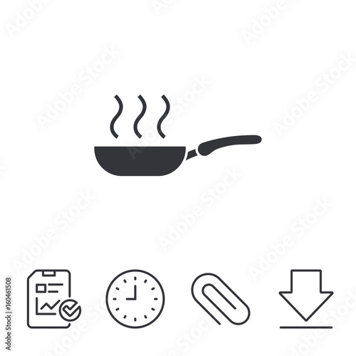 Frying pan sign icon. Fry or roast food symbol.