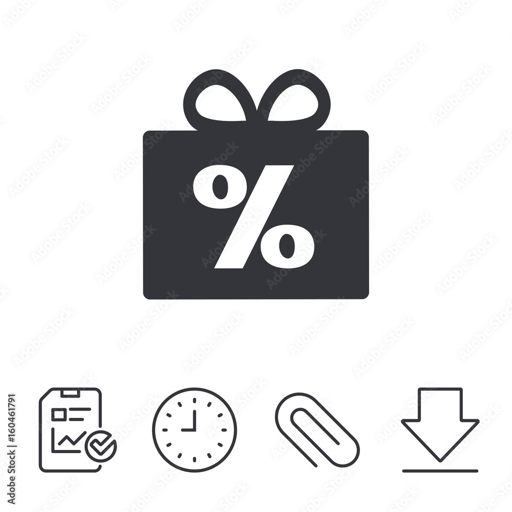 Gift box sign discount icon. Present symbol. Gift box sign discount icon. Present symbol.