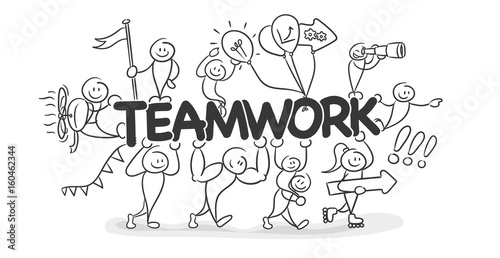 Stick Figure Series Black White / Teamwork