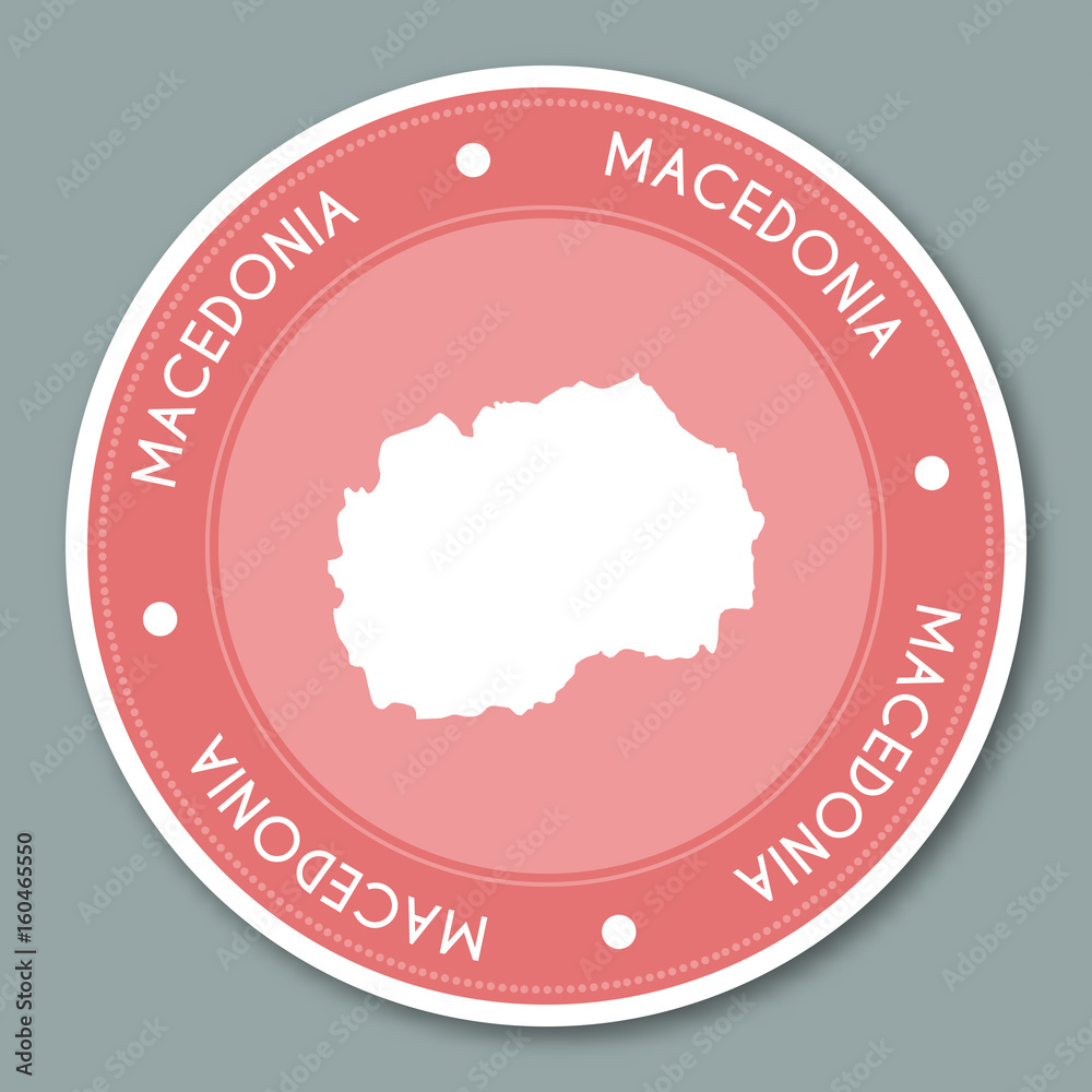 Macedonia The Former Yugoslav Republic Of Label Flat Sticker Design Patriotic Country Map Round Lable Country Sticker Vector Illustration Stock Vector Adobe Stock