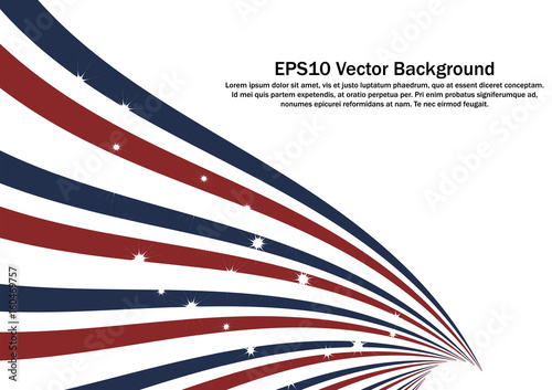 Fourth of July Strips Banner. Red, blue and white ribbon line vector background.