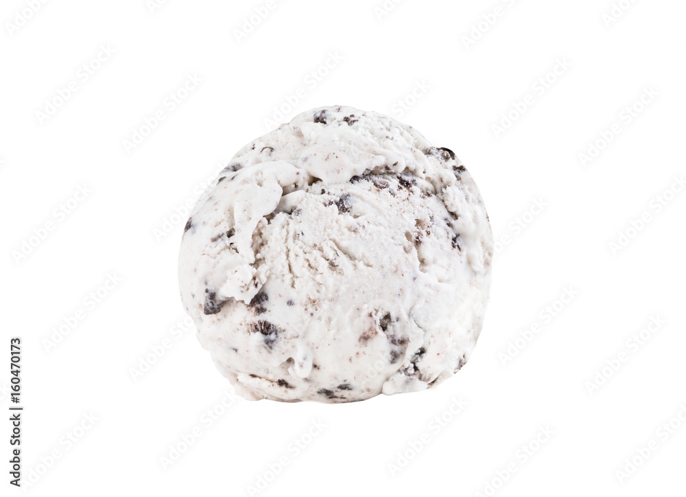 Φωτογραφία Cookies and cream ice cream scoop isolated on white background (clipping path in