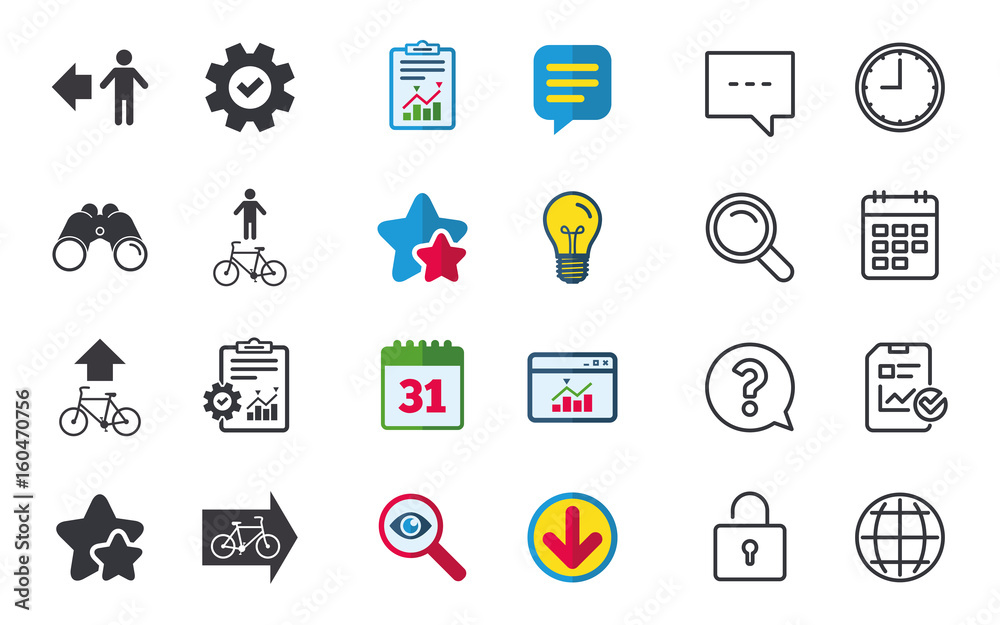 Fototapeta premium Pedestrian road icon. Bicycle path trail sign.