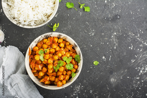 Chickpea curry with basmati rice