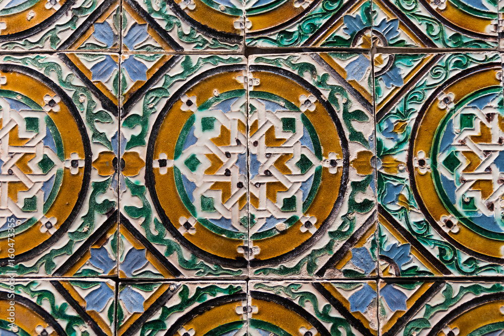 Ornamental old tiles. Seville. Spain. 16th century.