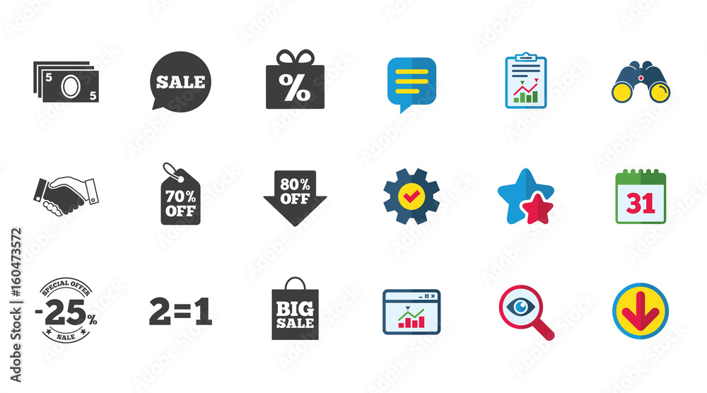 Sale discounts icon. Shopping, deal signs. Sale discounts icon. Shopping, deal signs.