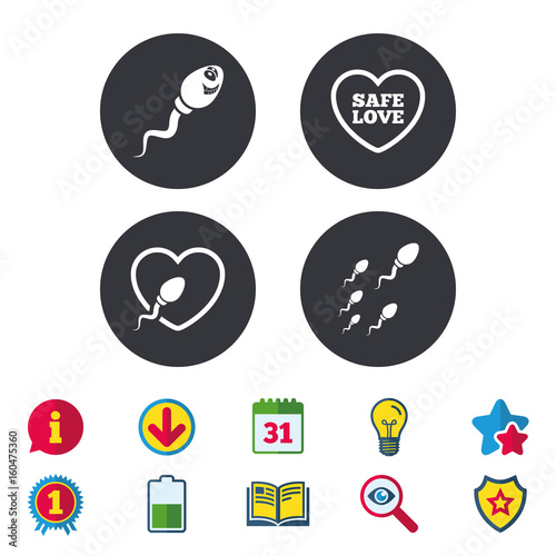 Sperm icons. Fertilization or insemination signs.