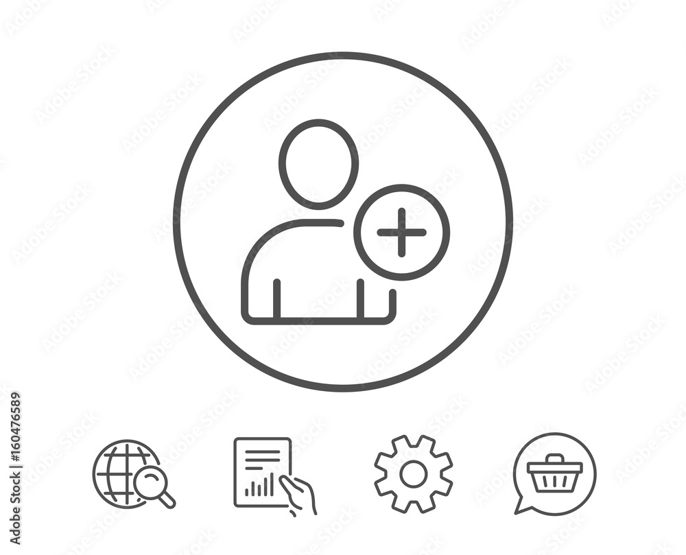 Add User line icon. Profile Avatar sign.