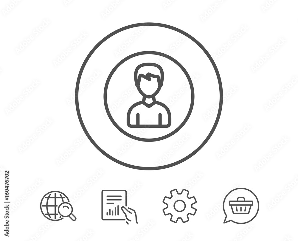 User line icon. Male Profile sign. User line icon. Male Profile sign.