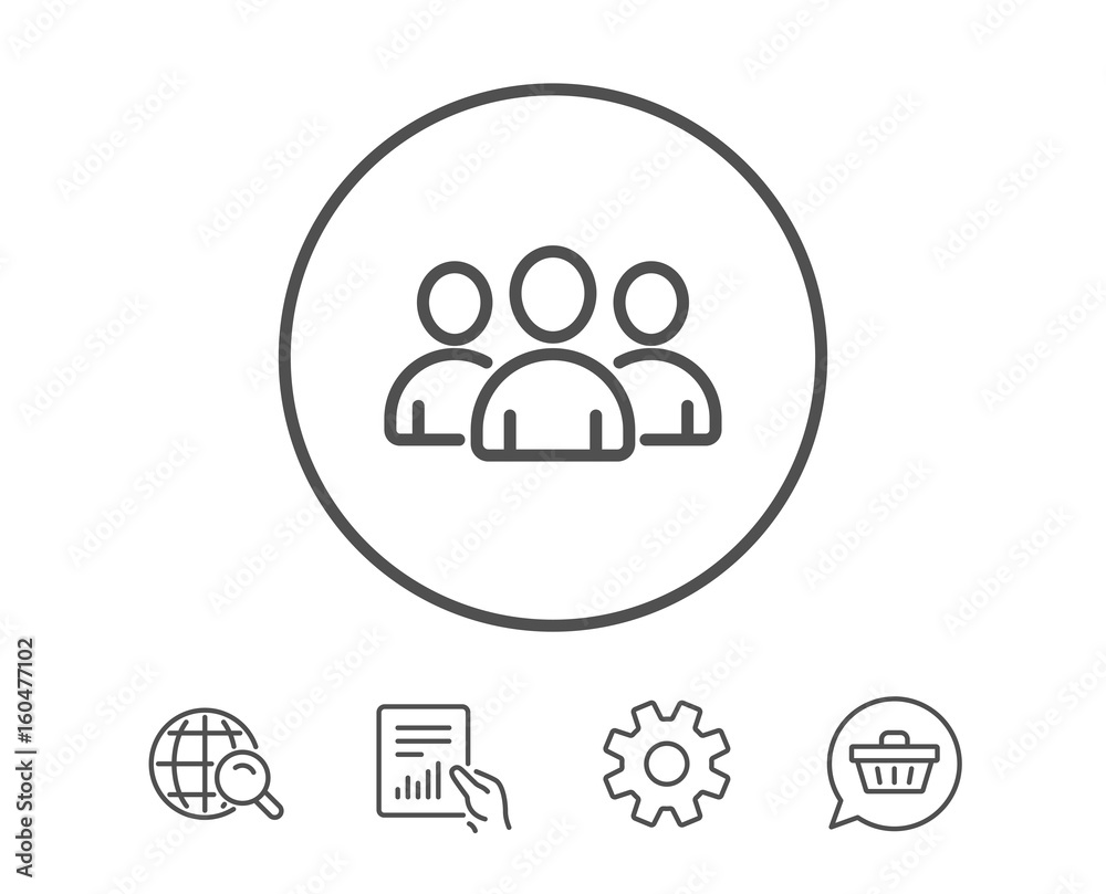 Group line icon. Users or Teamwork sign. Group line icon. Users or Teamwork sign.