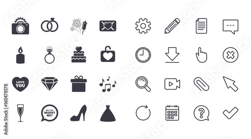 Set of Wedding and Engagement icons.